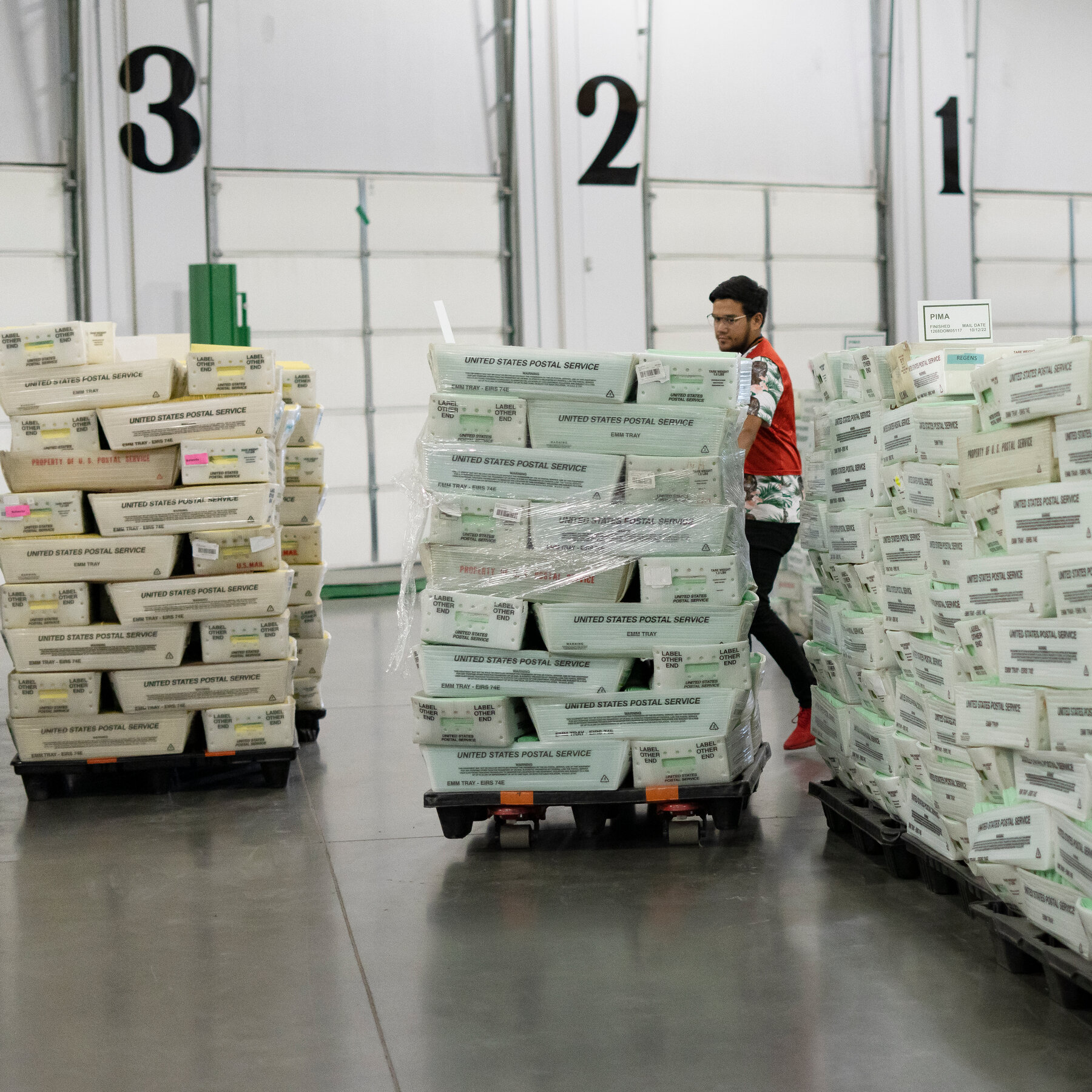 Mail ballots await their mailing date in Phoenix in 2022.